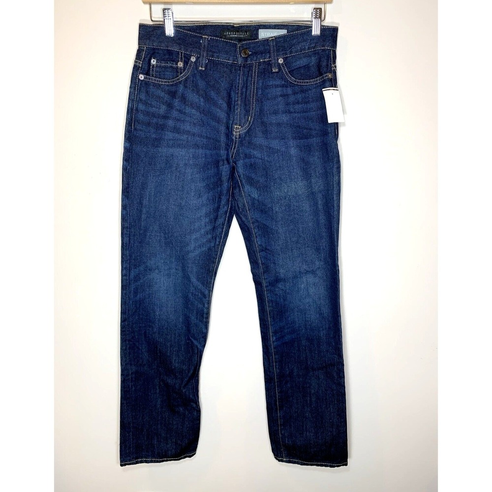 NEW Aeropostale Jeans Women 28X30 Blue Straight Dark Wash Denim 100% Cotton wTAG